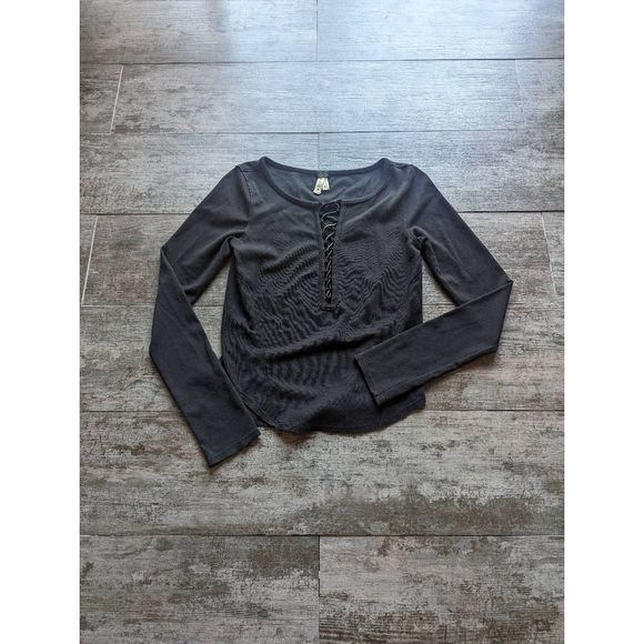FREE PEOPLE Jacquie Laced Front Long Sleeve Top - Picture 2 of 6